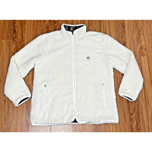 Palm Reversible Sherpa Ivory/Blue Geometric Full Zip - Size M